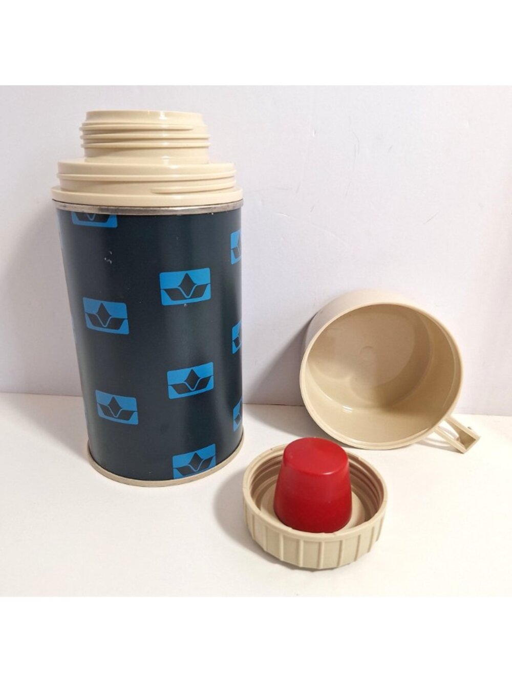 King Seeley Thermos Blue Crown Pattern 6.5 Inch Vintage - Picture 3 of 8